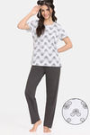 Rosaline Mickey & Donald Knit Cotton Pyjama Set - Anthra Melange — thumbnail 1